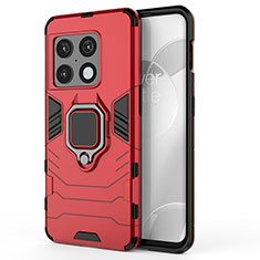 Funda Bumper Silicona y Plastico Mate Carcasa con Magnetico Anillo de dedo Soporte para OnePlus 10 Pro 5G Rojo