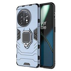 Funda Bumper Silicona y Plastico Mate Carcasa con Magnetico Anillo de dedo Soporte para OnePlus 11 5G Azul