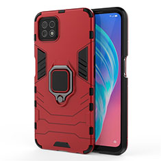 Funda Bumper Silicona y Plastico Mate Carcasa con Magnetico Anillo de dedo Soporte para Oppo A72 5G Rojo