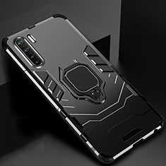 Funda Bumper Silicona y Plastico Mate Carcasa con Magnetico Anillo de dedo Soporte para Oppo A91 Negro