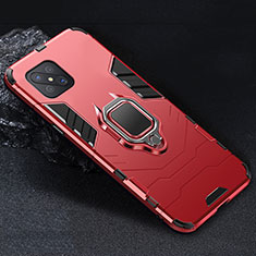 Funda Bumper Silicona y Plastico Mate Carcasa con Magnetico Anillo de dedo Soporte para Oppo A92s 5G Rojo