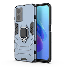 Funda Bumper Silicona y Plastico Mate Carcasa con Magnetico Anillo de dedo Soporte para Oppo A96 4G Azul