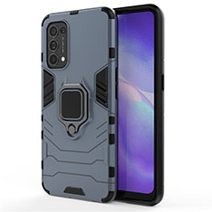 Funda Bumper Silicona y Plastico Mate Carcasa con Magnetico Anillo de dedo Soporte para Oppo Find X3 Lite 5G Azul