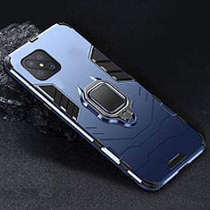 Funda Bumper Silicona y Plastico Mate Carcasa con Magnetico Anillo de dedo Soporte para Oppo Reno4 Z 5G Azul