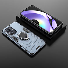 Funda Bumper Silicona y Plastico Mate Carcasa con Magnetico Anillo de dedo Soporte para Realme 10 Pro+ Plus 5G Azul