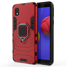 Funda Bumper Silicona y Plastico Mate Carcasa con Magnetico Anillo de dedo Soporte para Samsung Galaxy A01 Core Rojo