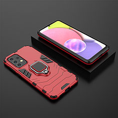 Funda Bumper Silicona y Plastico Mate Carcasa con Magnetico Anillo de dedo Soporte para Samsung Galaxy A33 5G Rojo