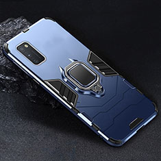 Funda Bumper Silicona y Plastico Mate Carcasa con Magnetico Anillo de dedo Soporte para Samsung Galaxy A41 Azul