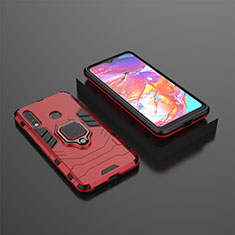 Funda Bumper Silicona y Plastico Mate Carcasa con Magnetico Anillo de dedo Soporte para Samsung Galaxy A70E Rojo