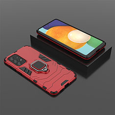 Funda Bumper Silicona y Plastico Mate Carcasa con Magnetico Anillo de dedo Soporte para Samsung Galaxy A73 5G Rojo