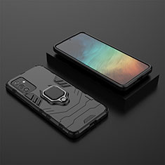 Funda Bumper Silicona y Plastico Mate Carcasa con Magnetico Anillo de dedo Soporte para Samsung Galaxy A82 5G Negro