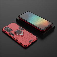 Funda Bumper Silicona y Plastico Mate Carcasa con Magnetico Anillo de dedo Soporte para Samsung Galaxy A82 5G Rojo