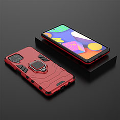 Funda Bumper Silicona y Plastico Mate Carcasa con Magnetico Anillo de dedo Soporte para Samsung Galaxy M62 4G Rojo