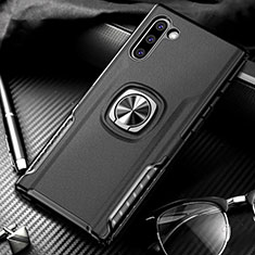 Funda Bumper Silicona y Plastico Mate Carcasa con Magnetico Anillo de dedo Soporte para Samsung Galaxy Note 10 5G Negro