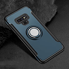 Funda Bumper Silicona y Plastico Mate Carcasa con Magnetico Anillo de dedo Soporte para Samsung Galaxy Note 9 Azul