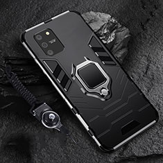 Funda Bumper Silicona y Plastico Mate Carcasa con Magnetico Anillo de dedo Soporte para Samsung Galaxy S10 Lite Negro