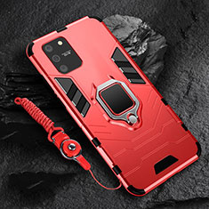 Funda Bumper Silicona y Plastico Mate Carcasa con Magnetico Anillo de dedo Soporte para Samsung Galaxy S10 Lite Rojo
