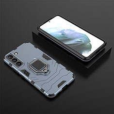 Funda Bumper Silicona y Plastico Mate Carcasa con Magnetico Anillo de dedo Soporte para Samsung Galaxy S21 FE 5G Azul