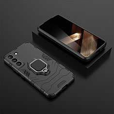 Funda Bumper Silicona y Plastico Mate Carcasa con Magnetico Anillo de dedo Soporte para Samsung Galaxy S24 5G Negro