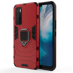 Funda Bumper Silicona y Plastico Mate Carcasa con Magnetico Anillo de dedo Soporte para Vivo V20 SE Rojo