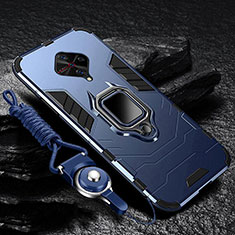 Funda Bumper Silicona y Plastico Mate Carcasa con Magnetico Anillo de dedo Soporte para Vivo X50 Lite Azul