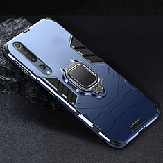 Funda Bumper Silicona y Plastico Mate Carcasa con Magnetico Anillo de dedo Soporte para Xiaomi Mi 10 Azul