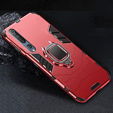 Funda Bumper Silicona y Plastico Mate Carcasa con Magnetico Anillo de dedo Soporte para Xiaomi Mi 10 Rojo
