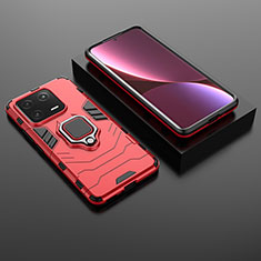 Funda Bumper Silicona y Plastico Mate Carcasa con Magnetico Anillo de dedo Soporte para Xiaomi Mi 13 Pro 5G Rojo