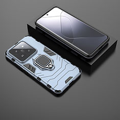 Funda Bumper Silicona y Plastico Mate Carcasa con Magnetico Anillo de dedo Soporte para Xiaomi Mi 14 5G Azul
