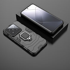 Funda Bumper Silicona y Plastico Mate Carcasa con Magnetico Anillo de dedo Soporte para Xiaomi Mi 14 5G Negro