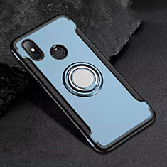 Funda Bumper Silicona y Plastico Mate Carcasa con Magnetico Anillo de dedo Soporte para Xiaomi Mi 8 Azul