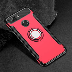 Funda Bumper Silicona y Plastico Mate Carcasa con Magnetico Anillo de dedo Soporte para Xiaomi Mi 8 Lite Rojo