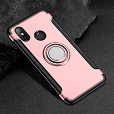 Funda Bumper Silicona y Plastico Mate Carcasa con Magnetico Anillo de dedo Soporte para Xiaomi Mi 8 Oro Rosa
