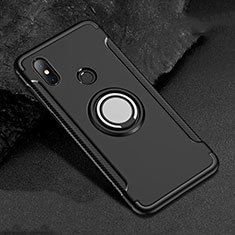 Funda Bumper Silicona y Plastico Mate Carcasa con Magnetico Anillo de dedo Soporte para Xiaomi Mi A2 Lite Negro