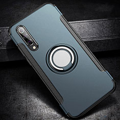 Funda Bumper Silicona y Plastico Mate Carcasa con Magnetico Anillo de dedo Soporte para Xiaomi Mi A3 Lite Cian