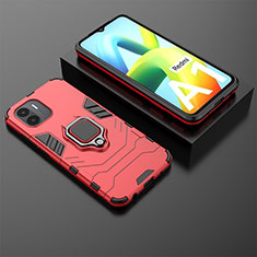 Funda Bumper Silicona y Plastico Mate Carcasa con Magnetico Anillo de dedo Soporte para Xiaomi Poco C51 Rojo