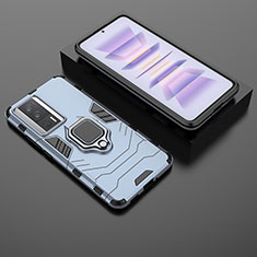 Funda Bumper Silicona y Plastico Mate Carcasa con Magnetico Anillo de dedo Soporte para Xiaomi Poco F5 Pro 5G Azul