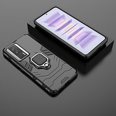 Funda Bumper Silicona y Plastico Mate Carcasa con Magnetico Anillo de dedo Soporte para Xiaomi Poco F5 Pro 5G Negro