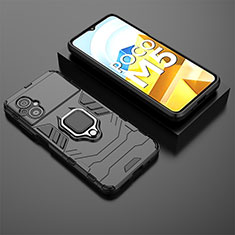 Funda Bumper Silicona y Plastico Mate Carcasa con Magnetico Anillo de dedo Soporte para Xiaomi Poco M5 4G Negro
