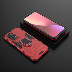 Funda Bumper Silicona y Plastico Mate Carcasa con Magnetico Anillo de dedo Soporte para Xiaomi Poco X4 GT 5G Rojo