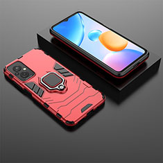 Funda Bumper Silicona y Plastico Mate Carcasa con Magnetico Anillo de dedo Soporte para Xiaomi Redmi 11 Prime 4G Rojo