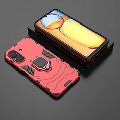 Funda Bumper Silicona y Plastico Mate Carcasa con Magnetico Anillo de dedo Soporte para Xiaomi Redmi 13C Rojo