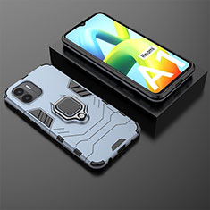 Funda Bumper Silicona y Plastico Mate Carcasa con Magnetico Anillo de dedo Soporte para Xiaomi Redmi A2 Azul