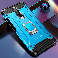 Funda Bumper Silicona y Plastico Mate Carcasa con Magnetico Anillo de dedo Soporte para Xiaomi Redmi K30 5G Azul Cielo