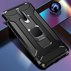 Funda Bumper Silicona y Plastico Mate Carcasa con Magnetico Anillo de dedo Soporte para Xiaomi Redmi K30 5G Negro