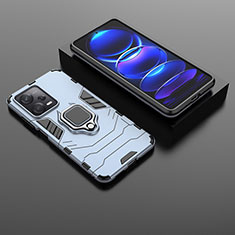 Funda Bumper Silicona y Plastico Mate Carcasa con Magnetico Anillo de dedo Soporte para Xiaomi Redmi Note 12 Pro 5G Azul