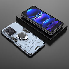 Funda Bumper Silicona y Plastico Mate Carcasa con Magnetico Anillo de dedo Soporte para Xiaomi Redmi Note 12 Pro+ Plus 5G Azul