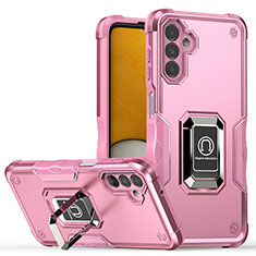 Funda Bumper Silicona y Plastico Mate Carcasa con Magnetico Anillo de dedo Soporte QW1 para Samsung Galaxy A04s Oro Rosa