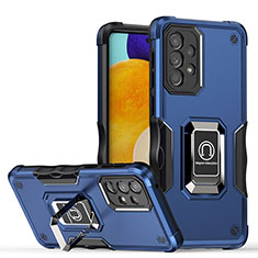 Funda Bumper Silicona y Plastico Mate Carcasa con Magnetico Anillo de dedo Soporte QW1 para Samsung Galaxy A73 5G Azul