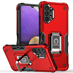 Funda Bumper Silicona y Plastico Mate Carcasa con Magnetico Anillo de dedo Soporte QW1 para Samsung Galaxy M32 5G Rojo